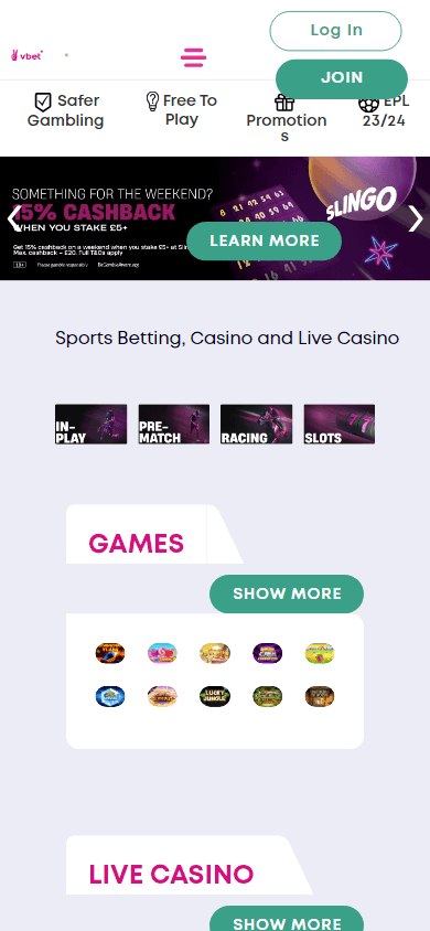 Vbet Casino Mobile screenshot